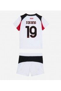 AC Milan Youssouf Fofana #19 Jalkapallovaatteet Lasten Vieraspeliasu 2025-26 Lyhythihainen (+ Lyhyet housut)